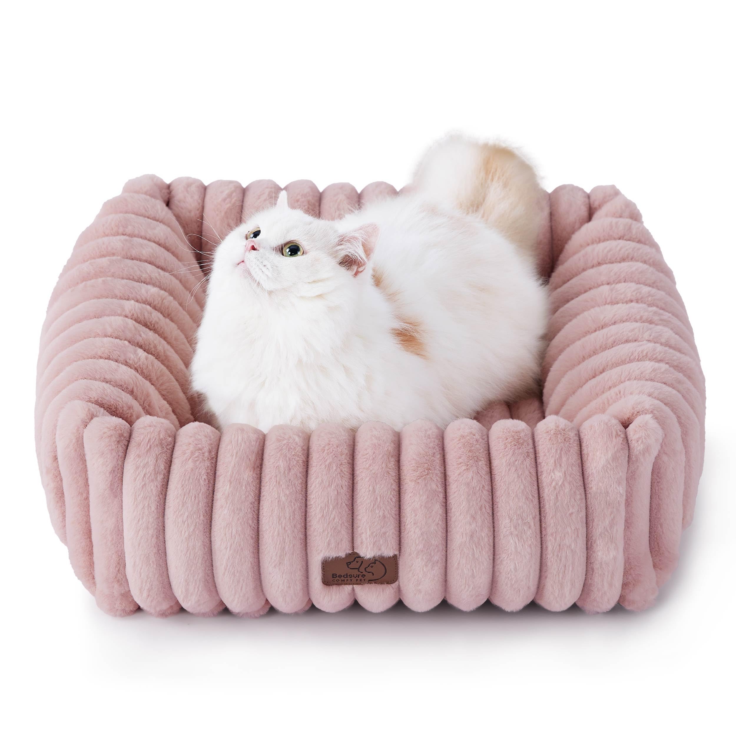 Bedsure Cute Dog Bed for Small Dogs Cats Washable Furry Puppy Beds,  Rectangle Orthopedic Corduroy Fleece Pet Beds with Removable Zipper Cover