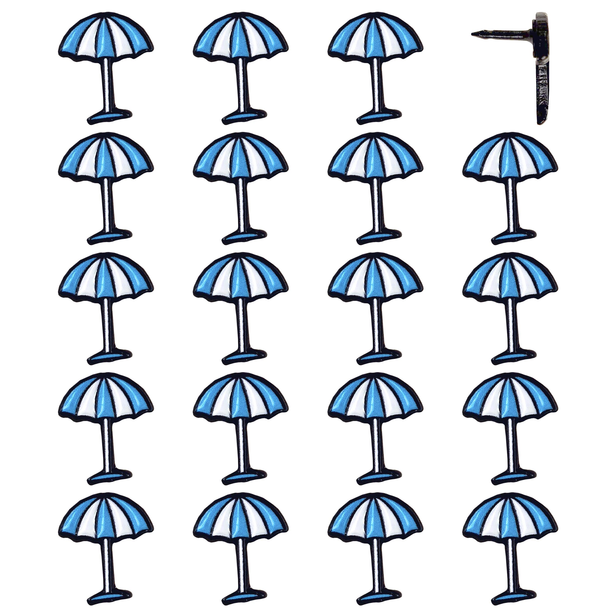 Beach Umbrella Push Pins - Beach Umbrella Map Pins - For Cork Board, Maps, or Lapel Pin Use - Designed in USA - Set of 20