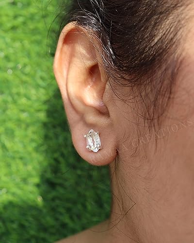 Miniatura 8 de Raw Herkimer Diamond Studs  4-Prong Herkimer Diamond Earrings  Handmade Jewelry  Sterling Silver 925