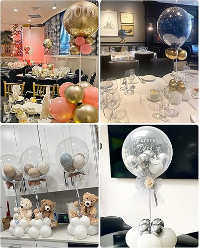 Miniatura 9 de TEKXYZ Soporte de globo acrílico transparente de 15.75 pulgadas de altura para decoración de centro de mesa, juego de 10