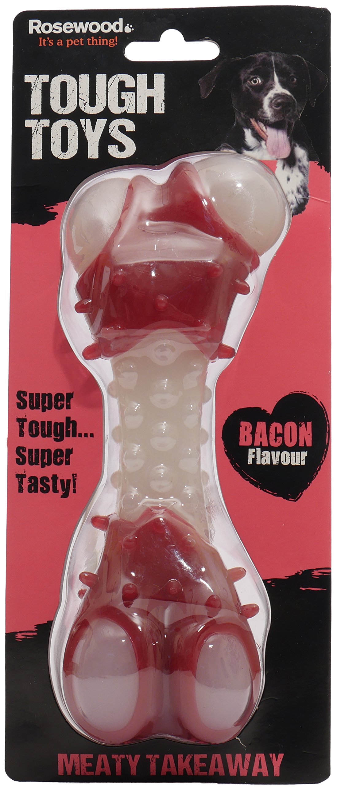 Rosewood Tough Toys Meaty Takeaway Dog ChewBacon Bone from B&Q