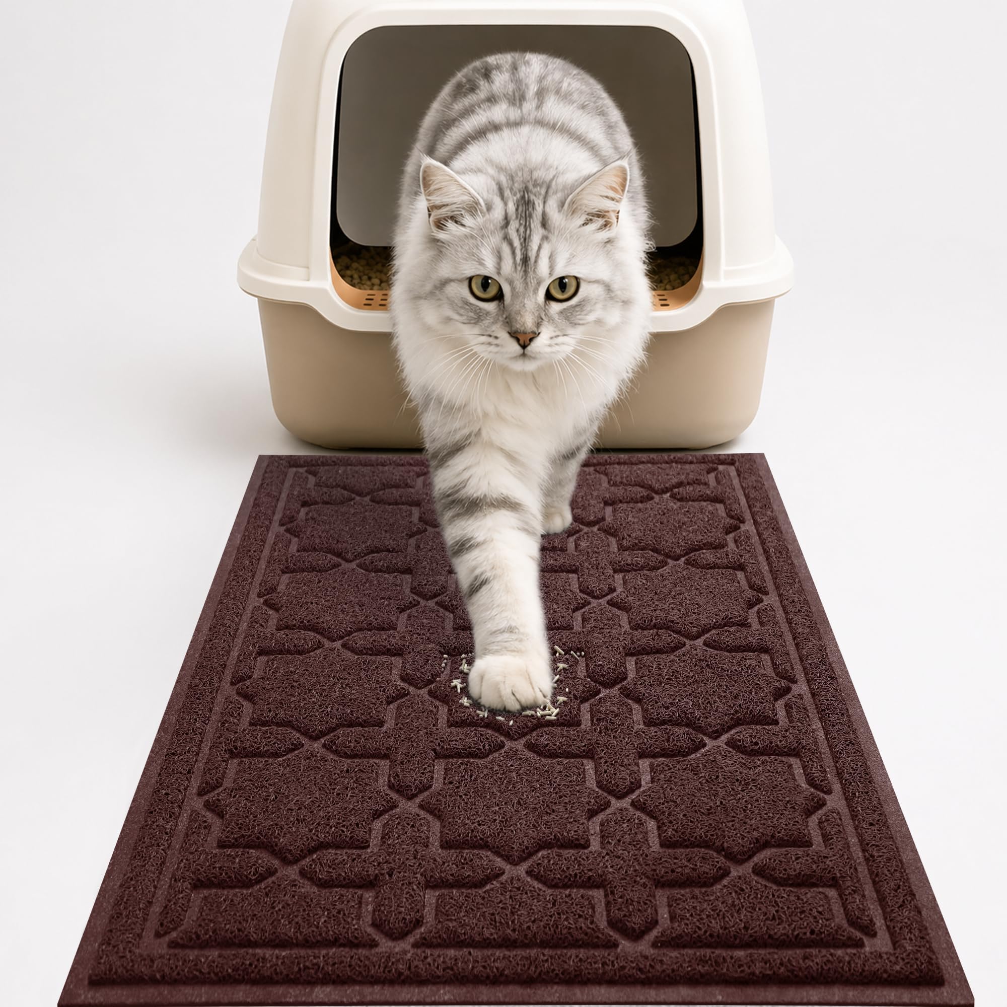 Yimobra Durable - Tappetino per lettiera per gatti, 90 x 60 cm, antiscivolo, resistente allo spargimento, impermeabile, morbido sulle zampe del gatto, senza ftalati, caffè scuro