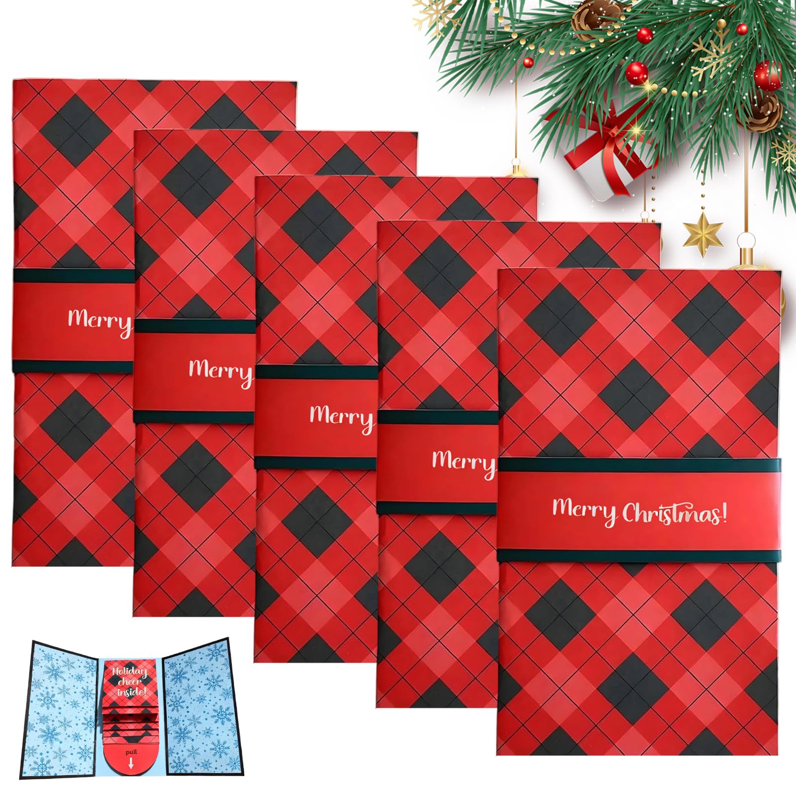 5Pcs Handmade Christmas Gifts Card Booklet Handmade Christmas Gift Card Holder Book Christma Money Holder Envelope Booklet DIY