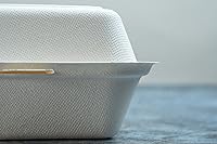 Vista 6 de [Paquete de 100] Green Wave Evolution TW-BOO-004 - Recipientes para alimentos de 6 x 6 x 3 pulgadas, bagazo con aspecto de mármol, 100% compostable