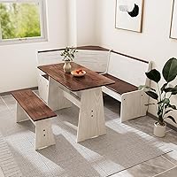 Cidase Solid Wood Kitchen Breakfast Nook Table Set - L-Shaped Corner Bench Dining for 4-6, Space-Saving Booth for Small Spaces