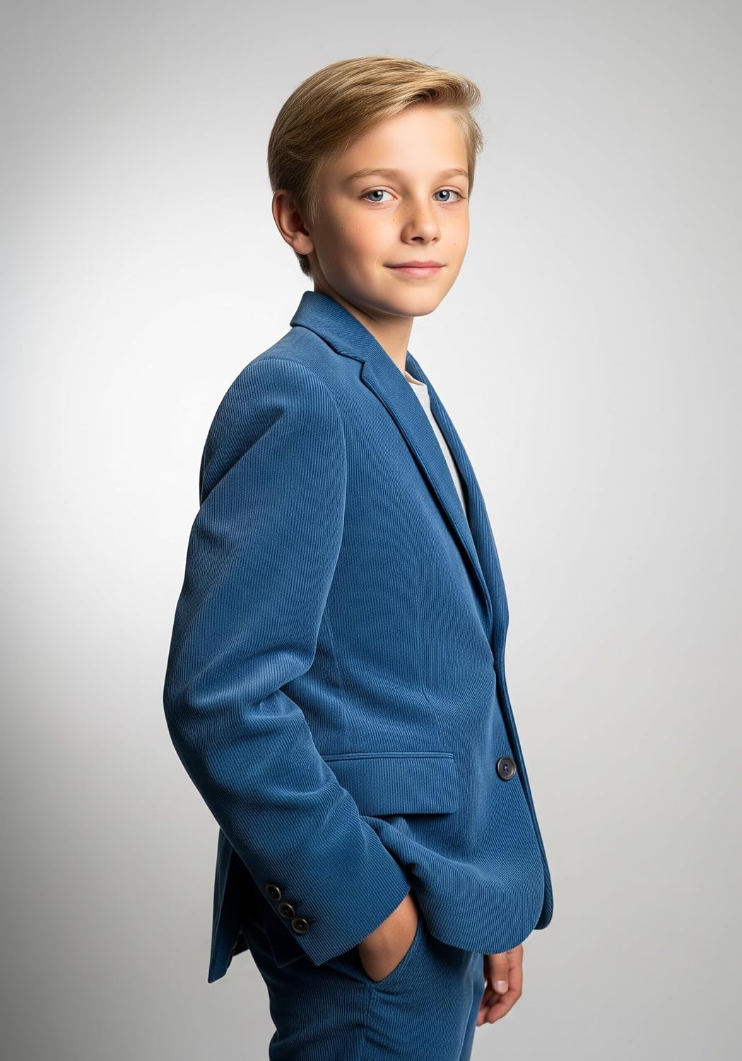 Boys Corduroy Blazer Formal Slim Fit Two Button Jacket for Kids Notch Lapel Casual Sport Coat Tuxedo Christmas Suit Jakcet