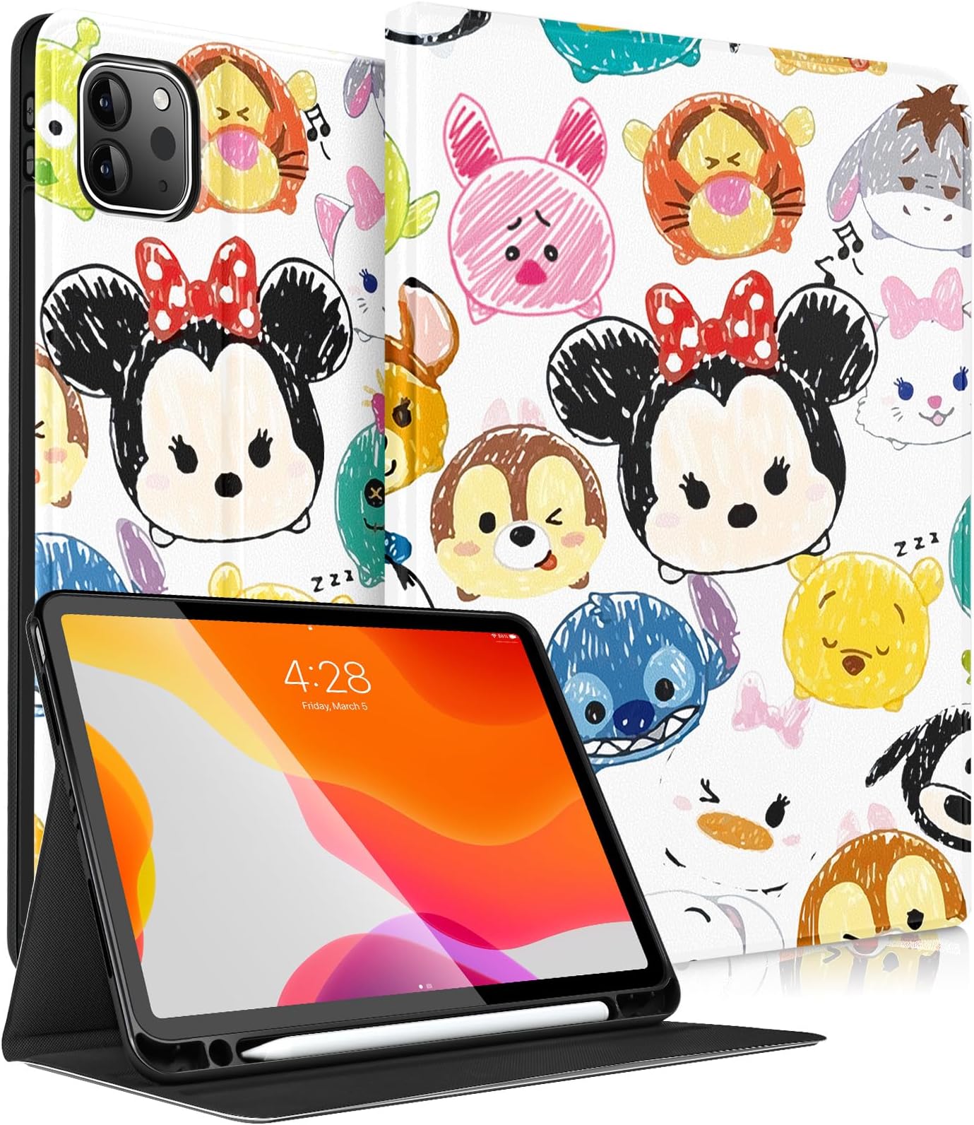 Trendy Fan for iPad Air 5th Generation/Air 4th 10.9 Inch/for iPad Pro 11 Inch Case for Girls Kids Teen Boys Women Folio Pencil Holder Cute Cartoon Kawaii Cover for Apple i Pad Air 5/4 Cases,Min