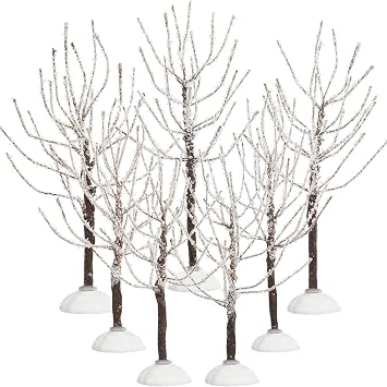 Chuangdi 7 Pcs Snow Covered Village Trees Christmas Table Decor 2 Sizes