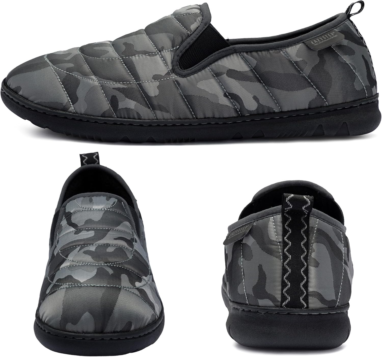 LazyStep Men's Loafer Slippers with Memory Foam and Indoor Outdoor House Shoes