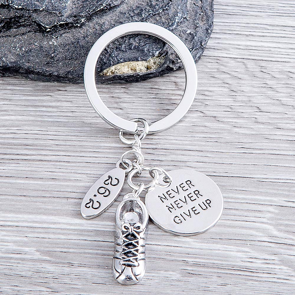 Infinity Collection Marathon Gifts - Never Give Up Runner Keychain, Running Jewelry, Marathon Jewelry, 26.2 Keychain