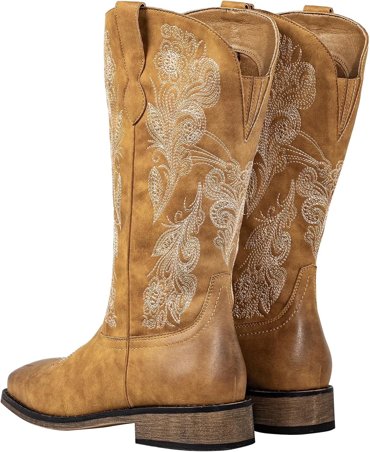 SheSole Wide Calf Cowboy Boots Women - Bold Cowgirl Western Square Toe, Hidden Stretch Panel & Cushioned Insole for Confident Fit - Image 4