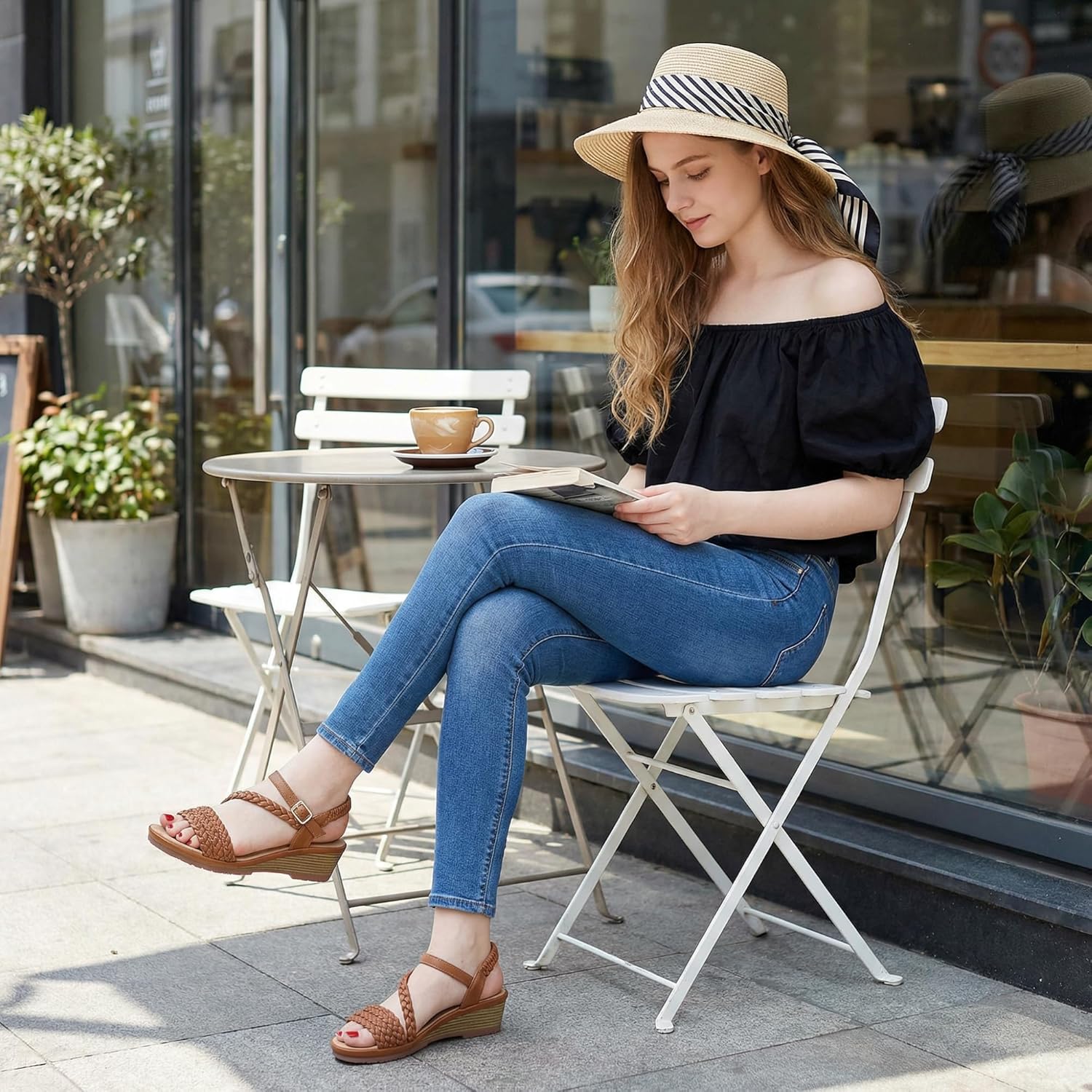 Aomigoct Wedge Sandals for Women Dressy: Comfortable Strappy Womens Platform Sandals - Casual Summer Wedding Walking Shoes