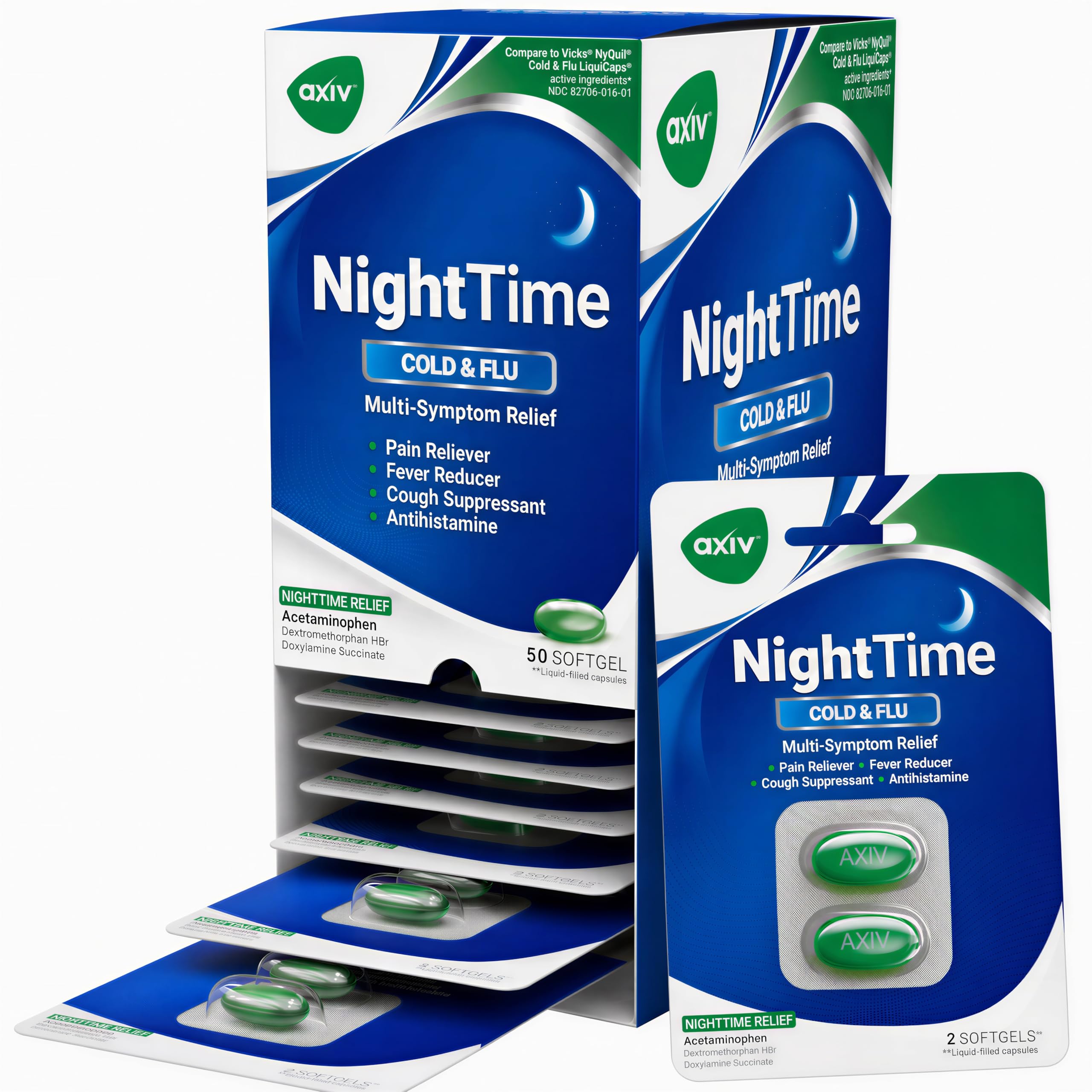 AXIV Nighttime Cold & Flu Relief Softgels