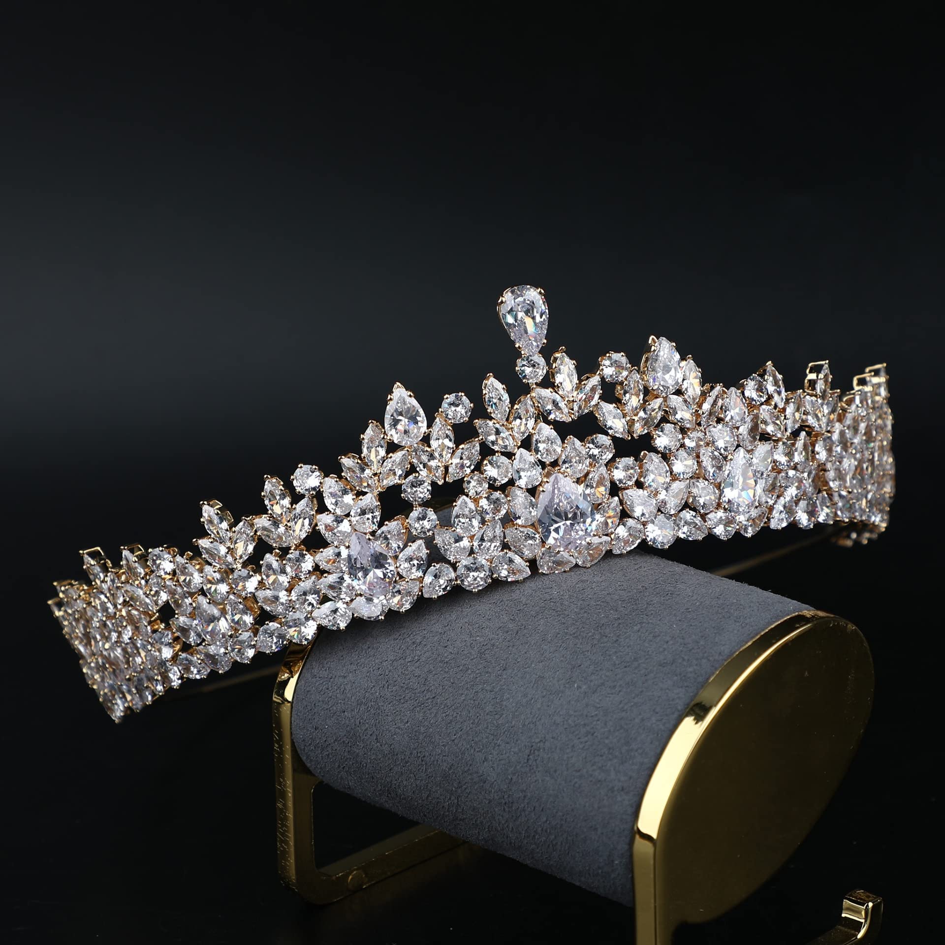 Bijoux de Cheveux diadèmes de Couronne pour Femmes Couleur Or Argent diadème de mariée Couronne de Mariage Accessoires de Cheveux Princesse allonger Couronne fée Bijoux de Mariage, Or, Argent