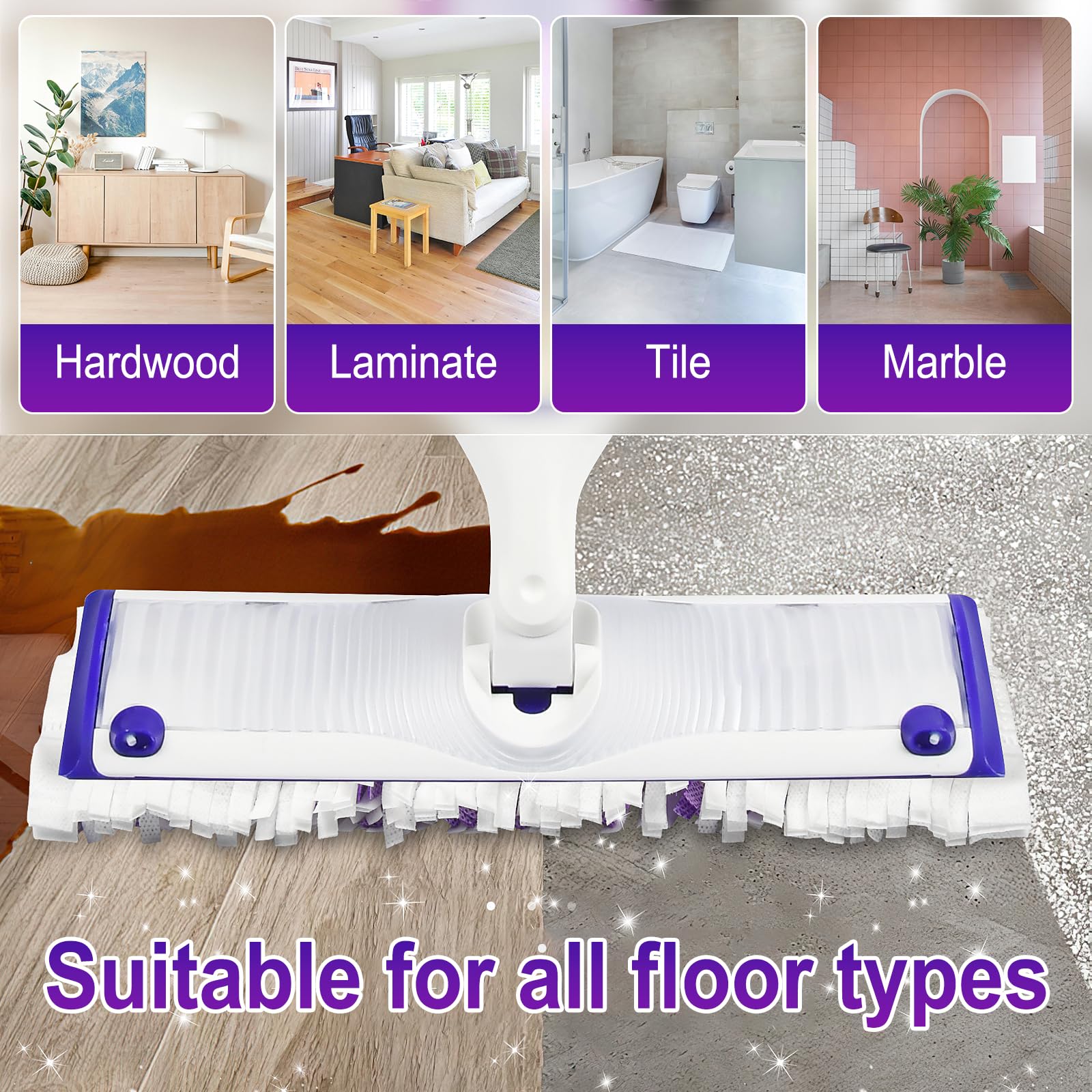 Paquete de 30 almohadillas desechables para fregona Swiffer PowerMop, compatibles con recambios Swiffer Power Mop, repuesto de almohadilla de fregona multisuperficie para limpieza de suelos
