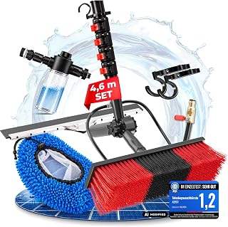 Teleskop Waschbürste 4,6 m Set mit Wasseranschluss & Abzieher