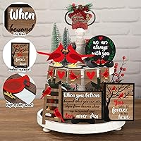 Vista 4 de Jetec Juego de 12 piezas de decoración de bandejas escalonadas cardenal para el día de San Valentín, decoración de bandeja escalonada de pájaro