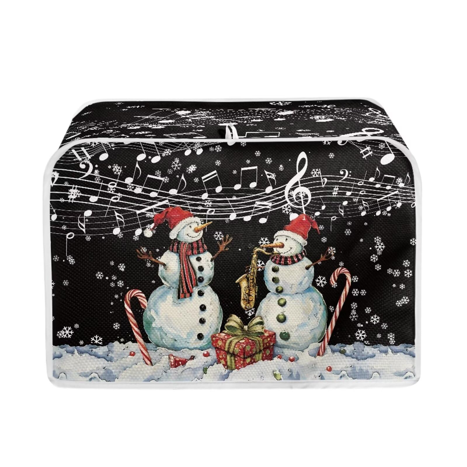 TOADDMOS Toaster Cover 4 Slice Music Notes Christmas Snowman Dust Proof Cover for Kitchen Small Appliance Toaster Protector Cover Kitchen Accessories