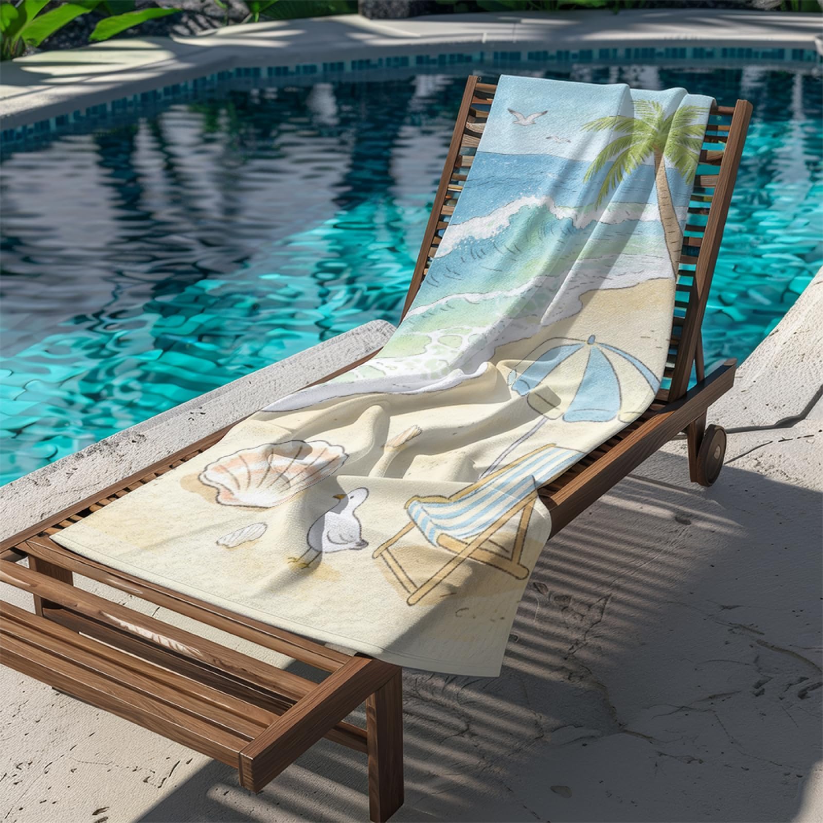 Fouta PlagePlage Blanche Mer Bleue Modèle Surdimensionné avec Diverses Tailles, Respirante et Portable, Parfaite pour Voyages Sorties Piscine et Usage Extérieur Quotidien 90x160 cm