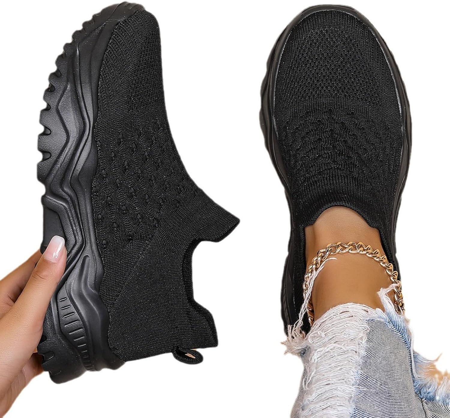 Women's Slip On Sneakers Non Slip Work Nurse Babe Shoes Lightweight Breathable Casual Soft Sole Shoes Lightweight Slip On Comfortable Sneakers for Running Travel Tennis Fashion - Image 5