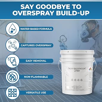 Tacky BoothCoat 2769 White Soft Tacky Paint Booth Coating, 5 Gallon