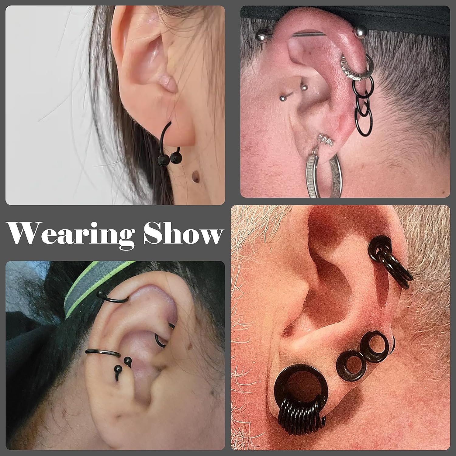 Kridzisw 20G 18G 16G 14G 12G 10G Hypoallergenic Nose Rings Hoops for Men Women 316L Surgical Steel Hinged Nose Rings for Nostril Septum Cartilage Helix Daith Tragus Rook Conch Lip Ear Lobe Piercing - Image 3