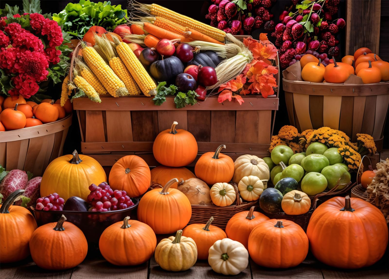 Bullglesup Jigsaw Puzzles for Adults 1000 Pieces, Fall Harvest Letter on Back Fit Well No Dust, Home Decors Family Challenge Toys for Men Women Elders Seniors (27.5"x19.6"), 1:1 Poster