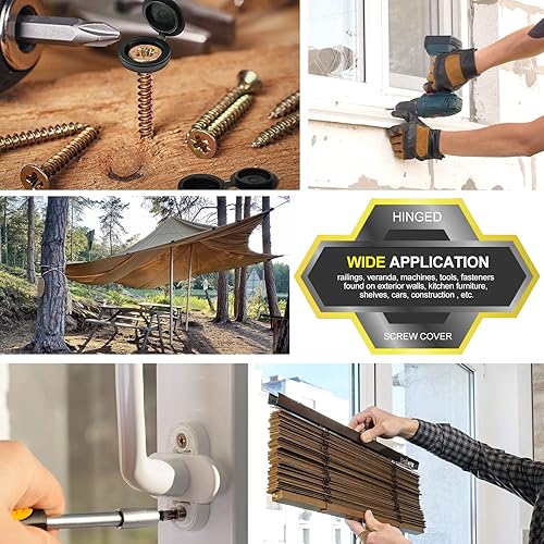 Miniatura 29 de HNYYZL 150 tapas de plástico para tornillos con bisagras, tapa plegable blanca, tapa de arandela a presión, tapas abatibles para cubrir cabezas