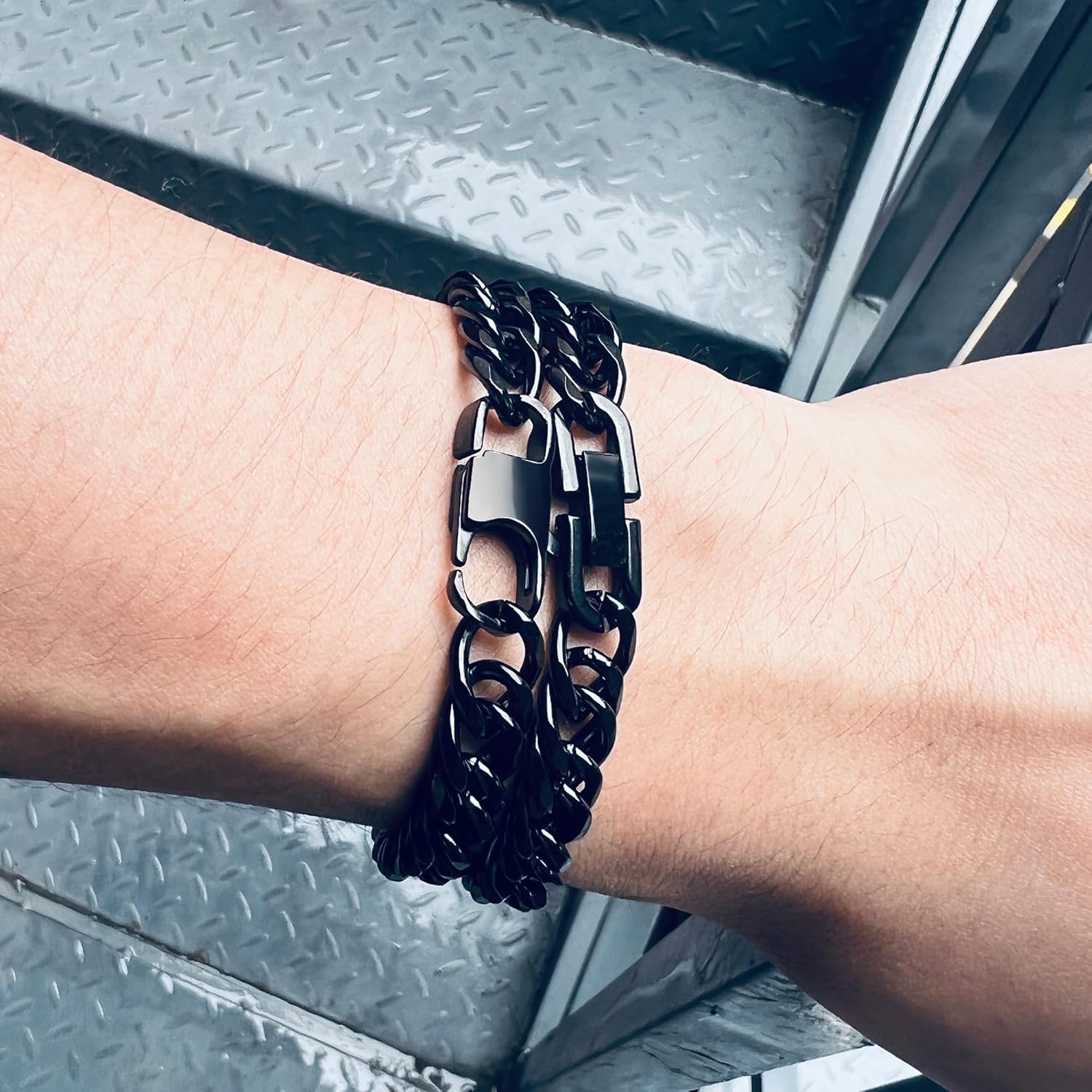 2PCS Cuban Link Bracelet, Silver Gold Black Sturdy 316L Stainless Steel Cuban Link Chain for Men Jewelry Set with Gift Message Card 8mm, 7/8/9 Inches - Image 6