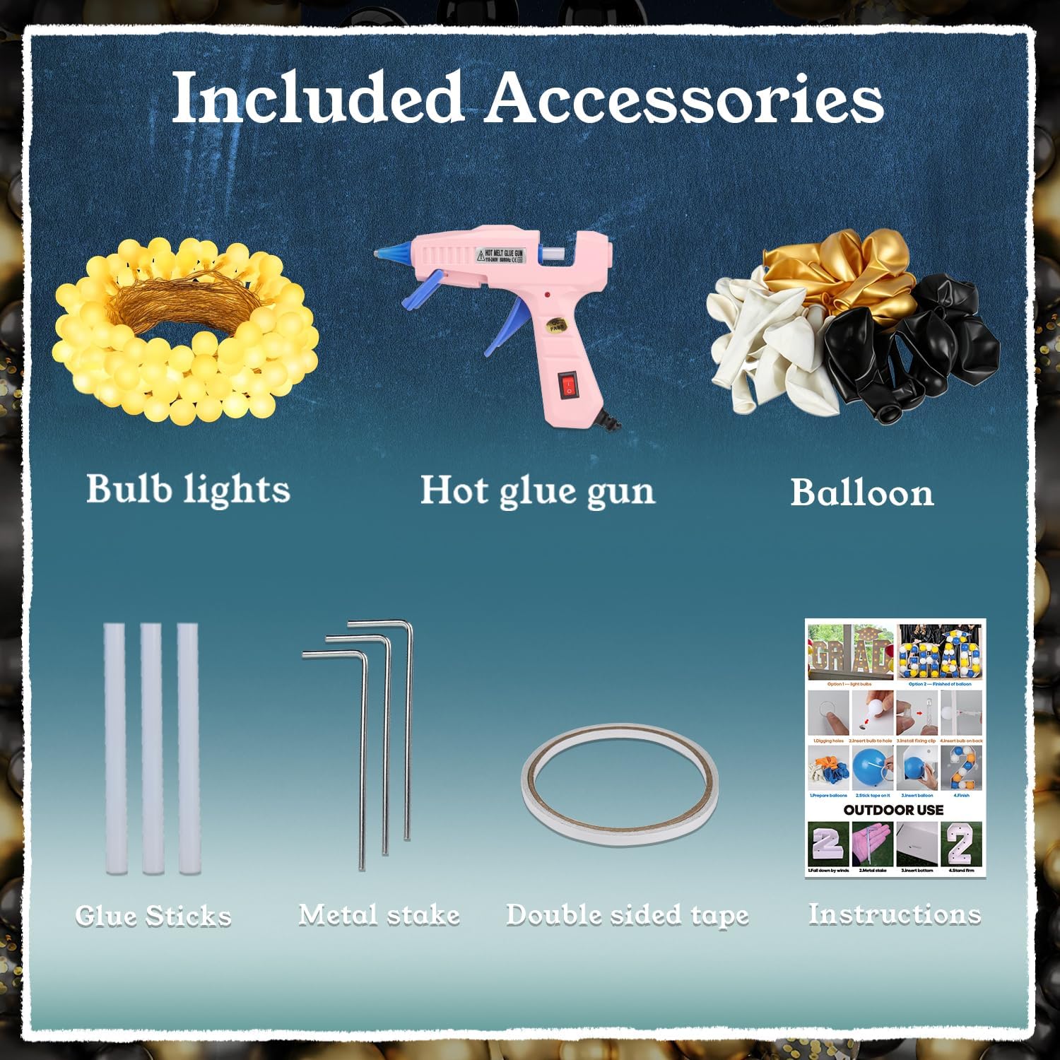 2026 Graduation Party Decorations - 2.3FT Pre-Cut GRAD Marquee Letters Sign with Light - Mosaic Foam Board Includes Glue Gun Balloons for Kindergarten Preschool College Prom