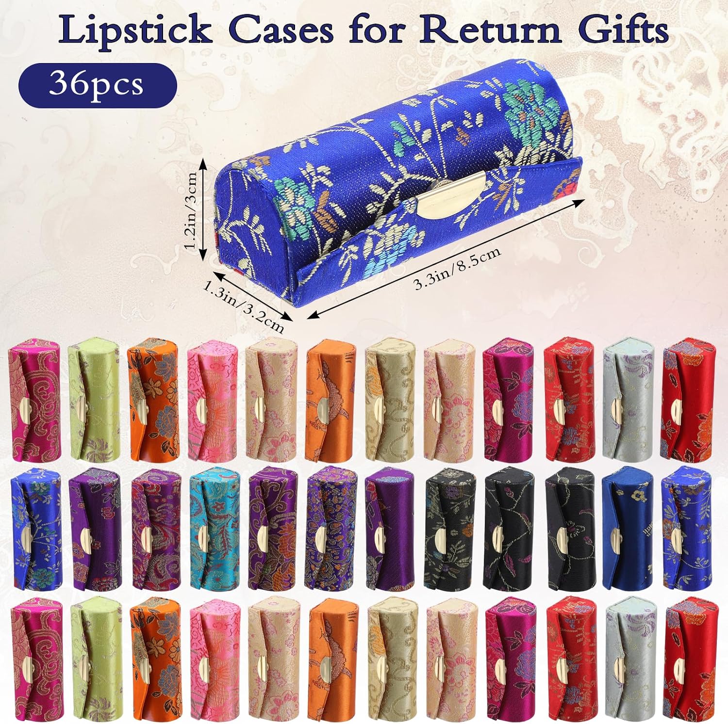 36 Pcs Lipstick Holder Case with Mirror, Lip stick Storage Case Mini Floral Jewelry Box, Portable Makeup Travel Cases for Women, Party Favor, Return Gifts (Random Colors)