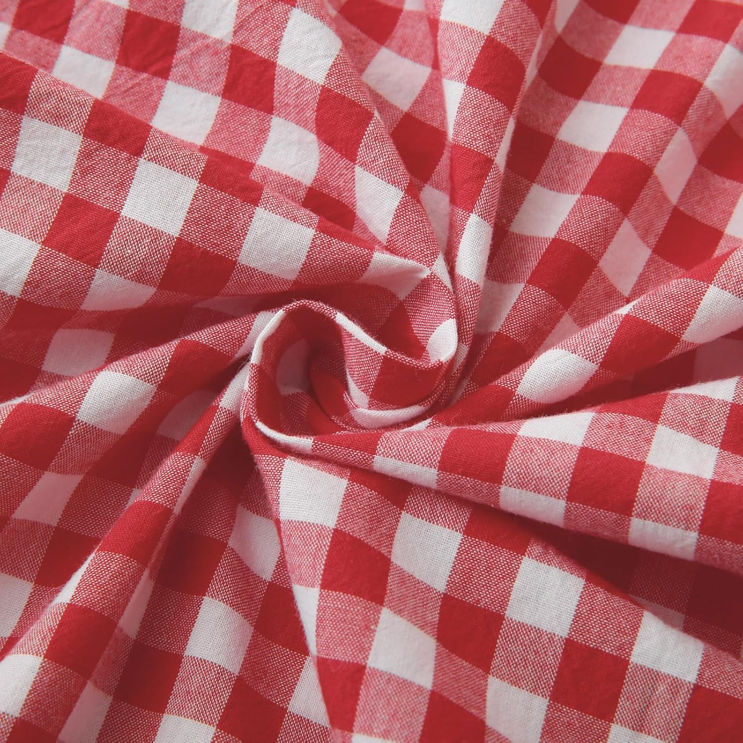 Mywinlle Red Checkered Lace Decorative Throw Pillow Covers for Couch,2 Pack Vintage Plaid Washed Cotton Gingham Pillowcases for Bed, Sofa, Living Room-20"x20"