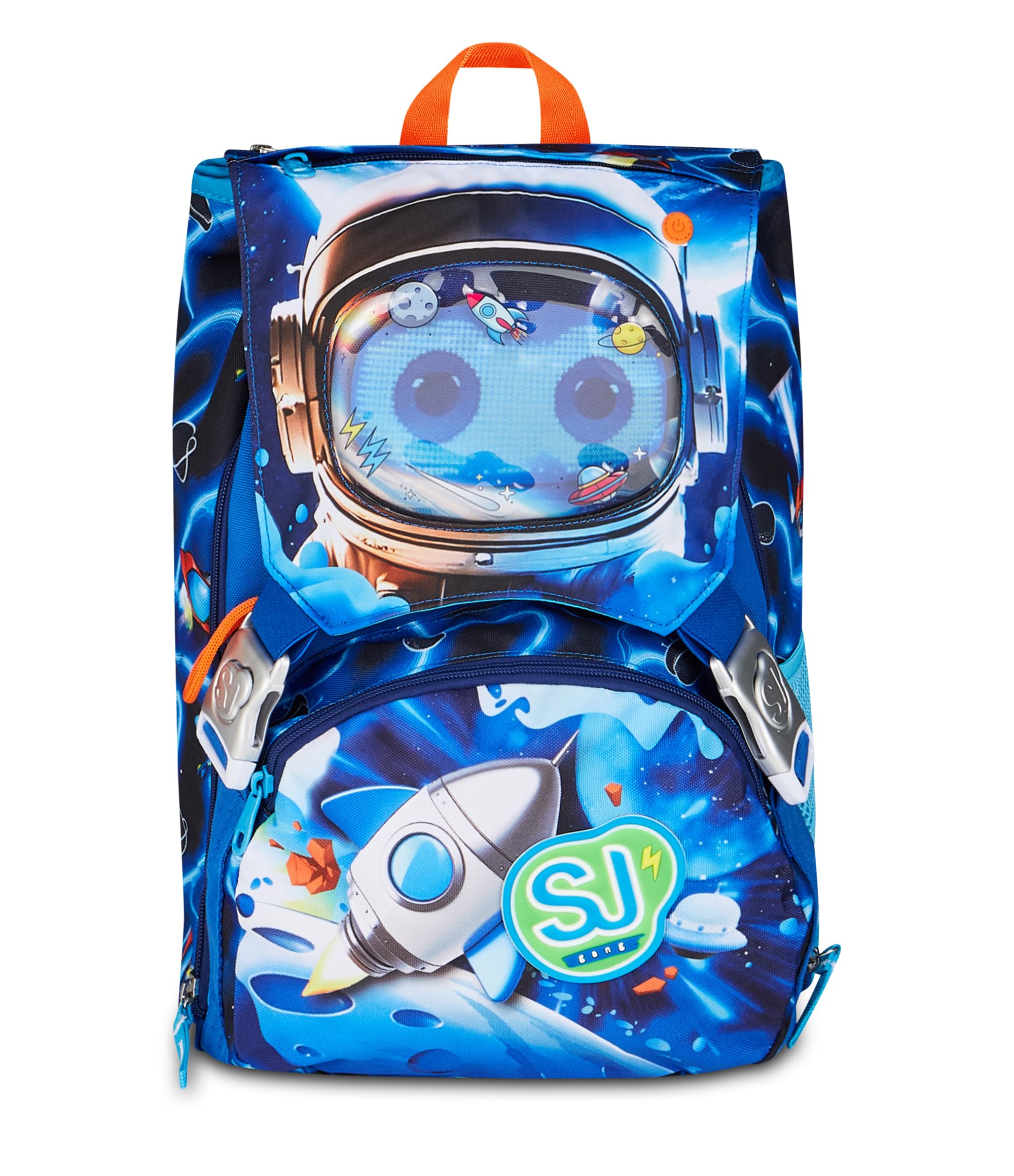 SJ GANG STYLE JAM GANG Zaino Scuola Estensibile Big SPACE LED BOY, Blu, 24 L, Zip laterali, Dispositivo luminoso su pattina, Tasca portaborraccia, Scuola elementare e media, Bambino, Ragazzo