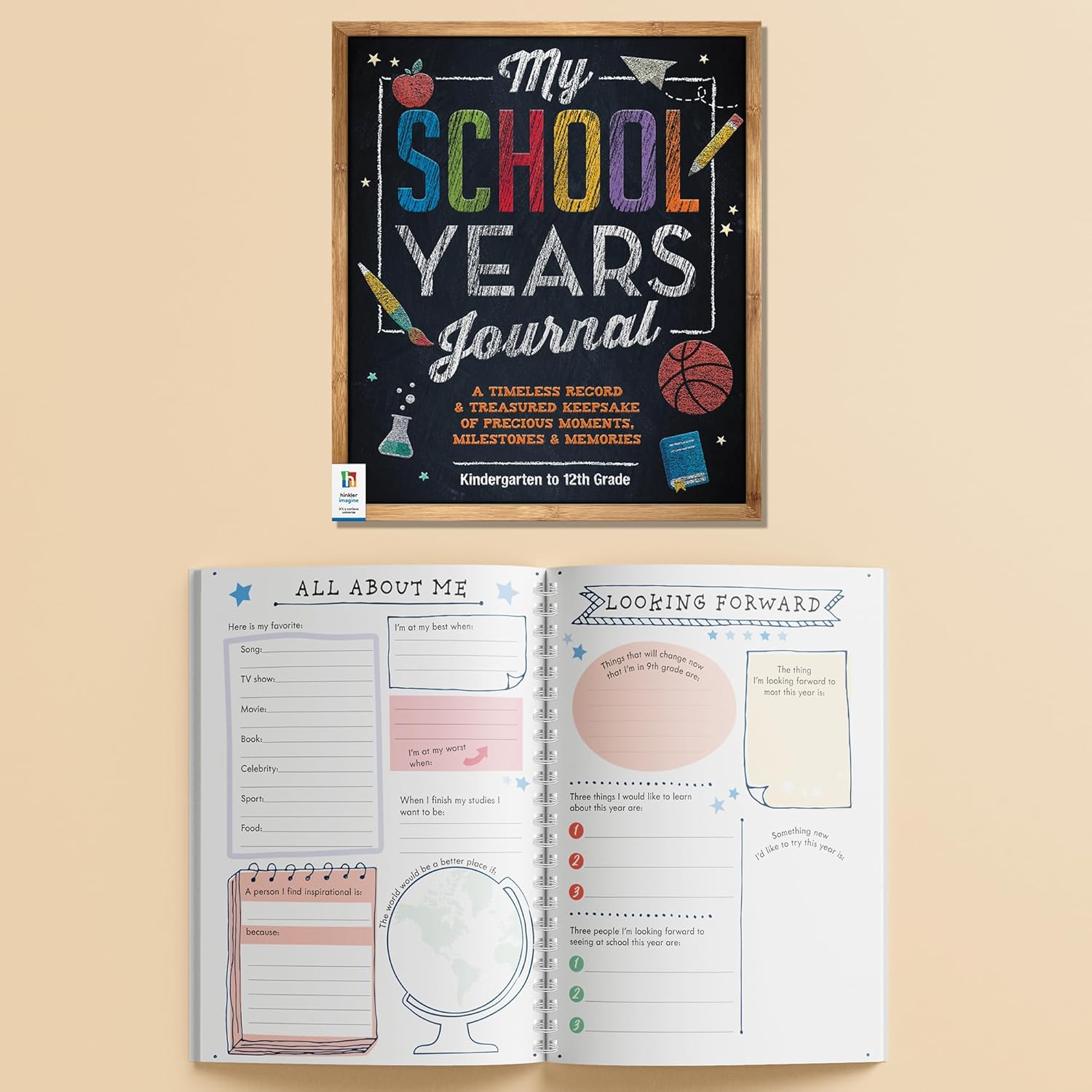 Hinkler: My School Years Journal - Preserve Memories of Children, Kindergarten to Grade 12, Store Certificates & Medals, Comes with Height Chart