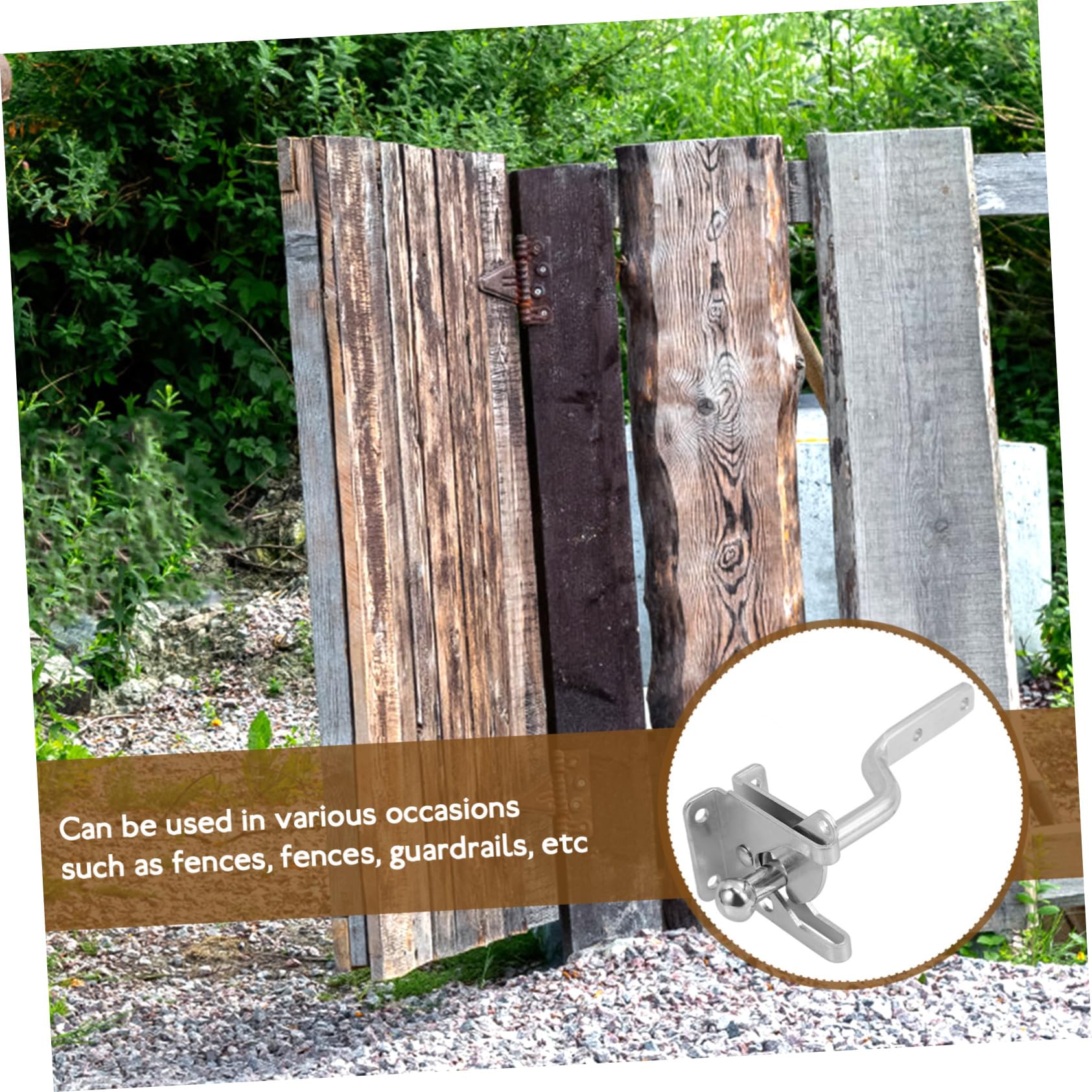 Loquet de Portail Robuste en Fer Argenté pour Portillon de Jardin en Bois, Serrure de Clôture Élégante et Sécurisée, pour Usage Extérieur et Ferme