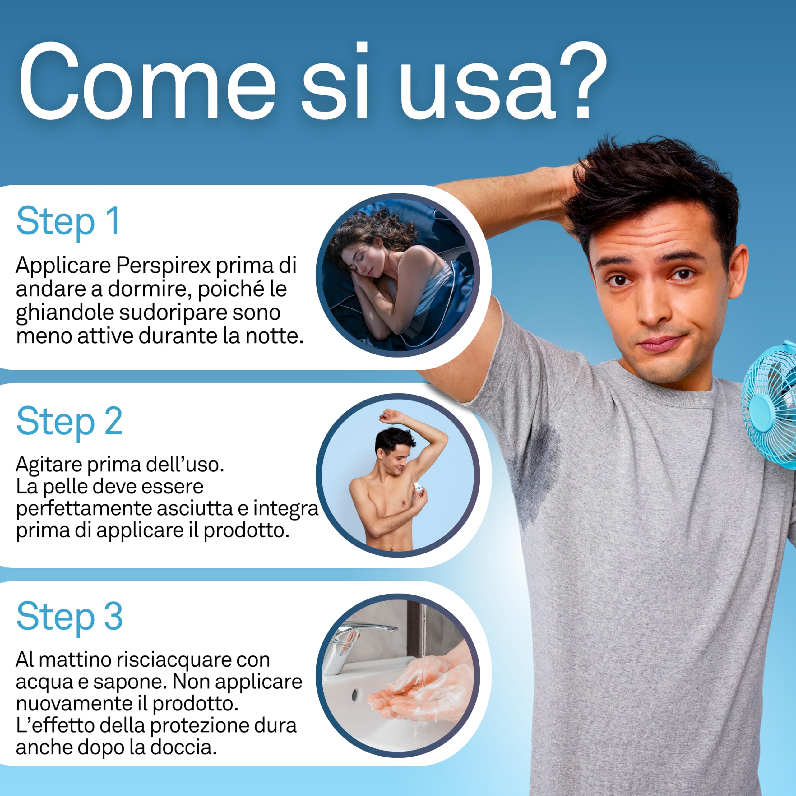 Perspirex Original - Antitraspirante Ascelle Roll-on, Soluzione Efficace Contro la Sudorazione e gli Odori, Senza Profumazione, Formula Dermatologicamente Testata, Ideale per Uso Quotidiano, 20ml