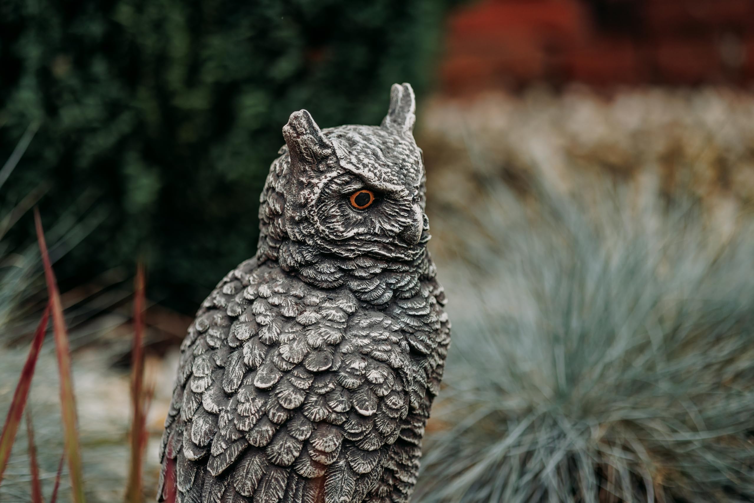 gartendekoparadies.de Antike Eulen-Figur, Steinfigur, H. 41 cm, 12 kg, Grau, frostsicher aus Steinguss für Außenbereich