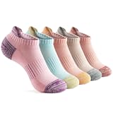 Ankle Socks Womens Running Athletic No Show Socks Cushioned 5-Pairs