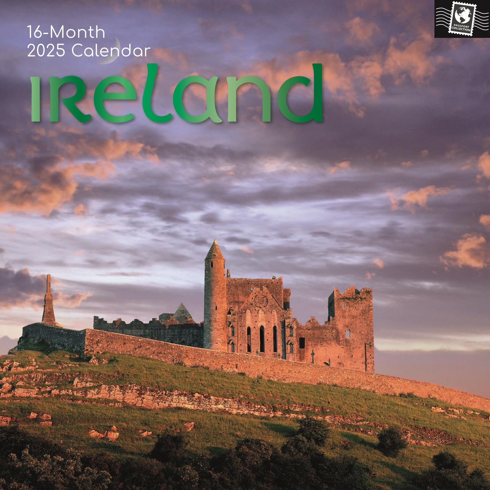 2025 Square Wall Calendar, Ireland, 16-Month Passport Collection Theme with 180 Reminder Stickers (30 x 30 CM)