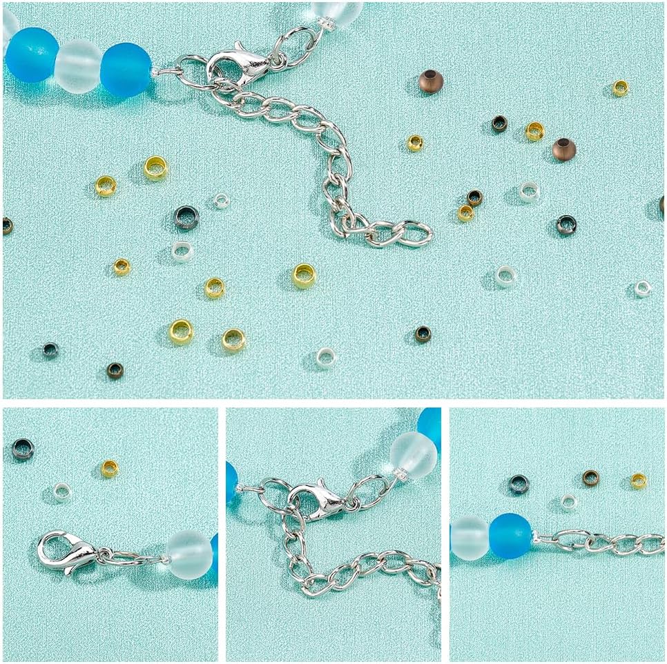 PH PandaHall 1440pcs Brass Tube Crimp Beads 2mm 2.5mm 3mm Rondelle Spacer Beads 4 Colors Loose Connector Beads Tiny Stoppers for DIY Jewelry Necklace Bracelet Craft Making, 1.2~2mm Hole - Image 4