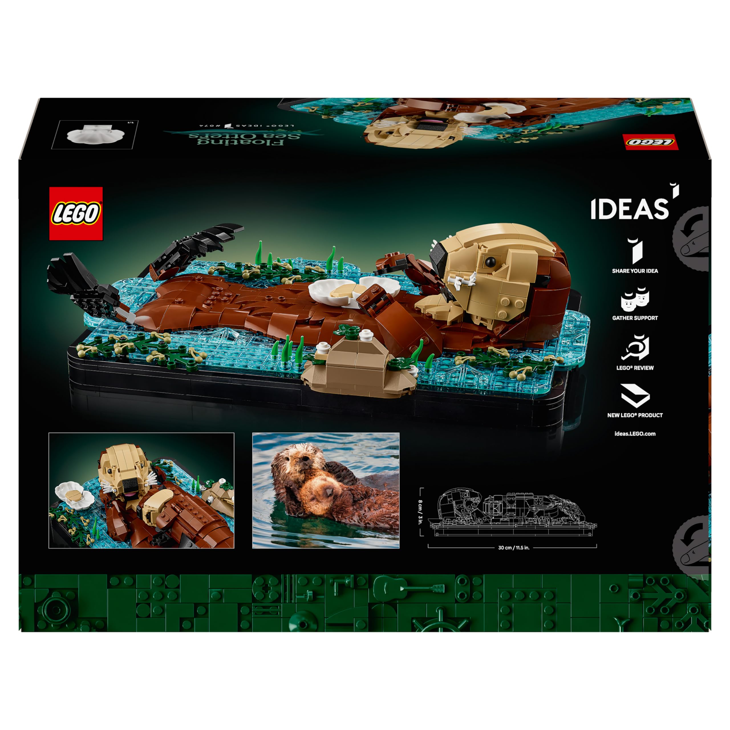 LEGO Ideas Schwimmende Otter - Modellbau für Erwachsene - 3D Puzzle mit Seeotter Figuren (Mutter & Jungtier) - DIY Deko für Regal oder Wohnraum - Geschenkidee für Kunst- & Bastelfans - 21366