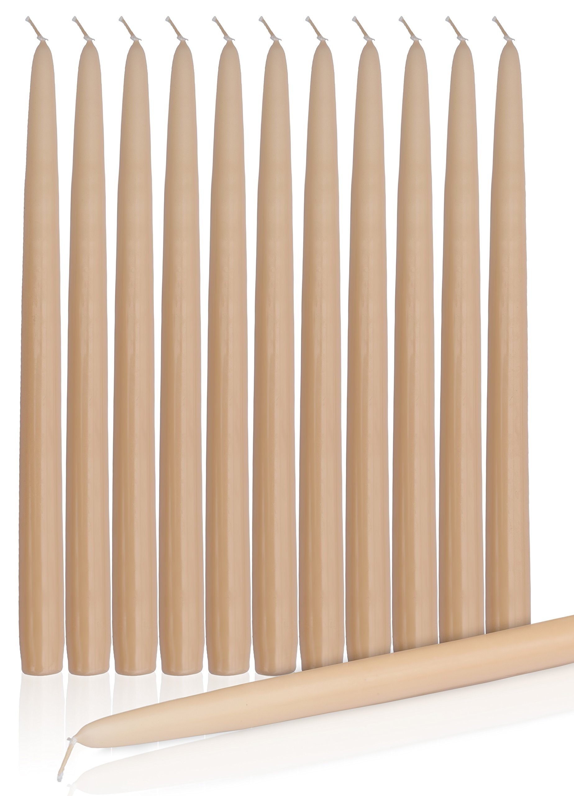 Bulk Dripless Taper Candles Tall Wedding & Home Decoration Candle Set of 144 (Beige (Sand), 8 Inc)