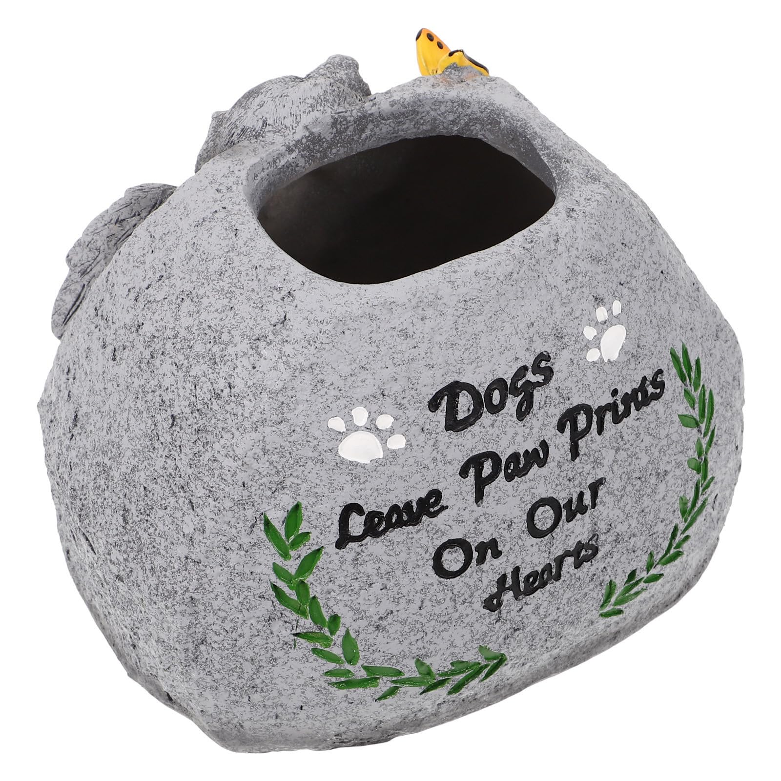 Lápida para perro pintada a mano en resina como maceta conmemorativa de exterior