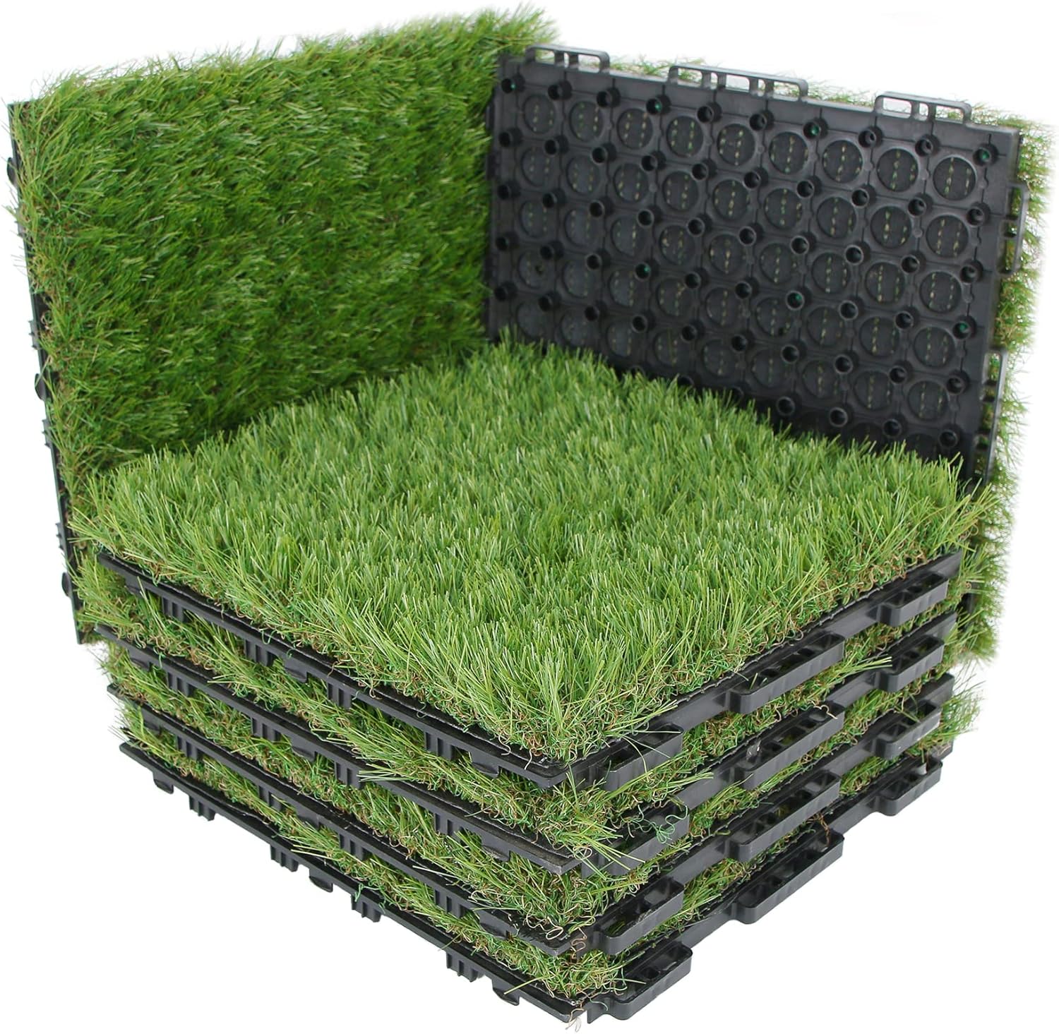 XLX TURF Interlocking Artificial Grass Turf Tiles, Fake Grass Deck