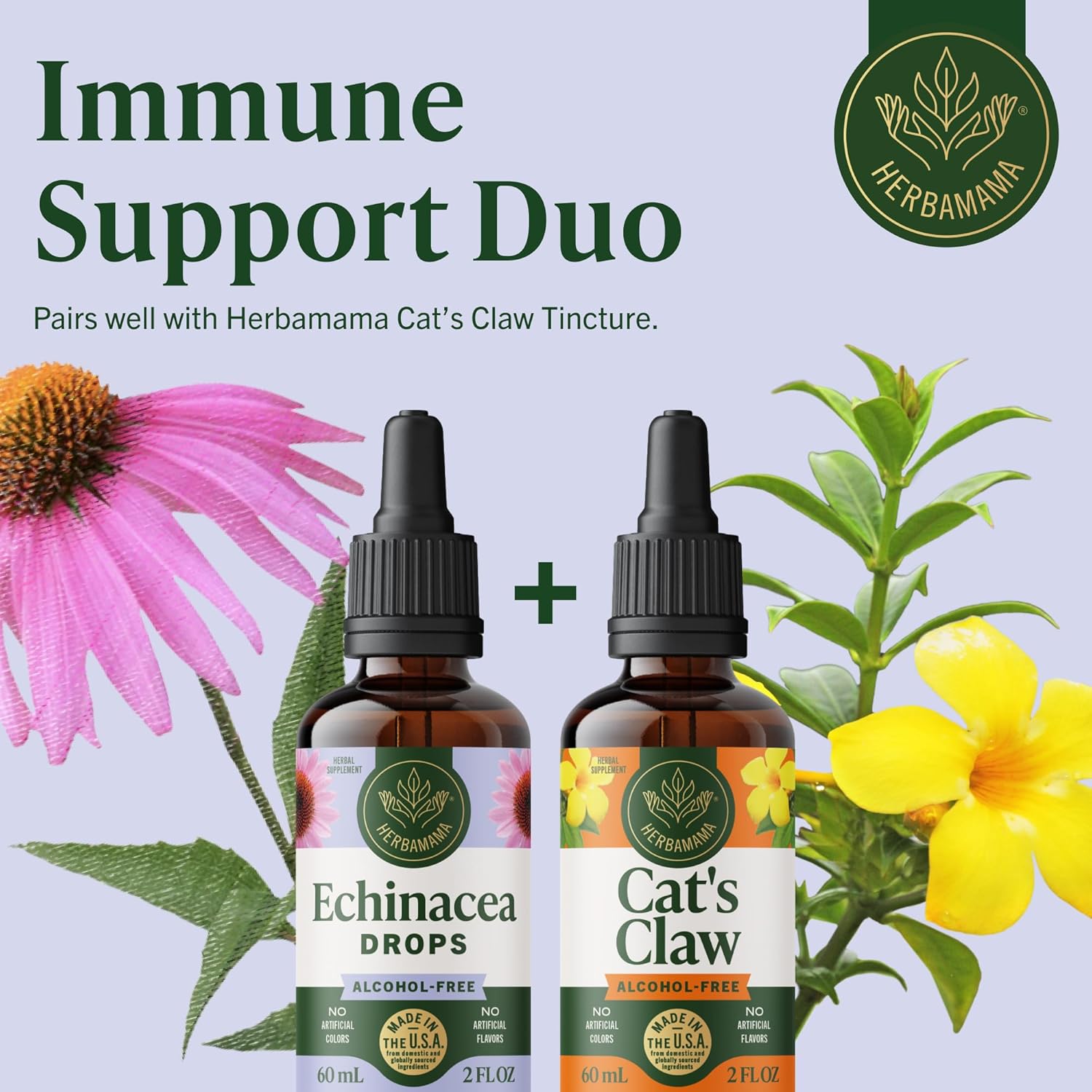 HERBAMAMA Echinacea Drops - Vegan Immune Support with Echinacea Angustifolia Root Extract Tincture - Non-GMO, Alcohol & Sugar-Free Liquid Supplement, 28-Day Supply - Image 7