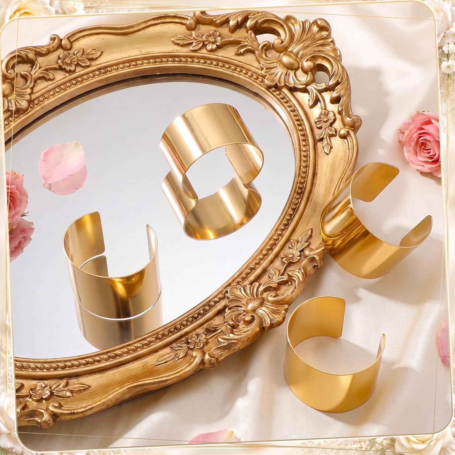 16 Pcs Gold Corsage Wristlet Cuff Bracelets for Women