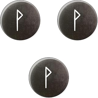 Wunjo (Joy, Comfort, Pleasure, Fellowship, Glory) Good Luck Charm - Binding Runes - Pocket Hug - Inspirational - Pin Button Badge - 3 Pack - 25mm