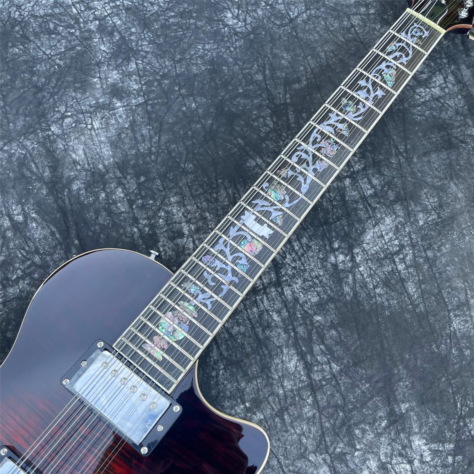 Guitarra Eléctrica Instrumentos Musicales Guitarra Eléctrica Jazz De 12 Cuerdas Pastilla Humbucker De Cuerpo Semihueco Arce Flameado Marrón