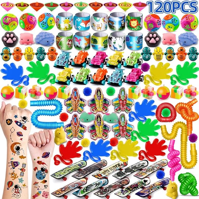 nicknack Kids Party Bag Fillers Unisex, 120PCS Assortment Toys for Boys Girls Classroom Prizes Rewards Goodie Loot Bag Fillers Birthday Party Gift Favours