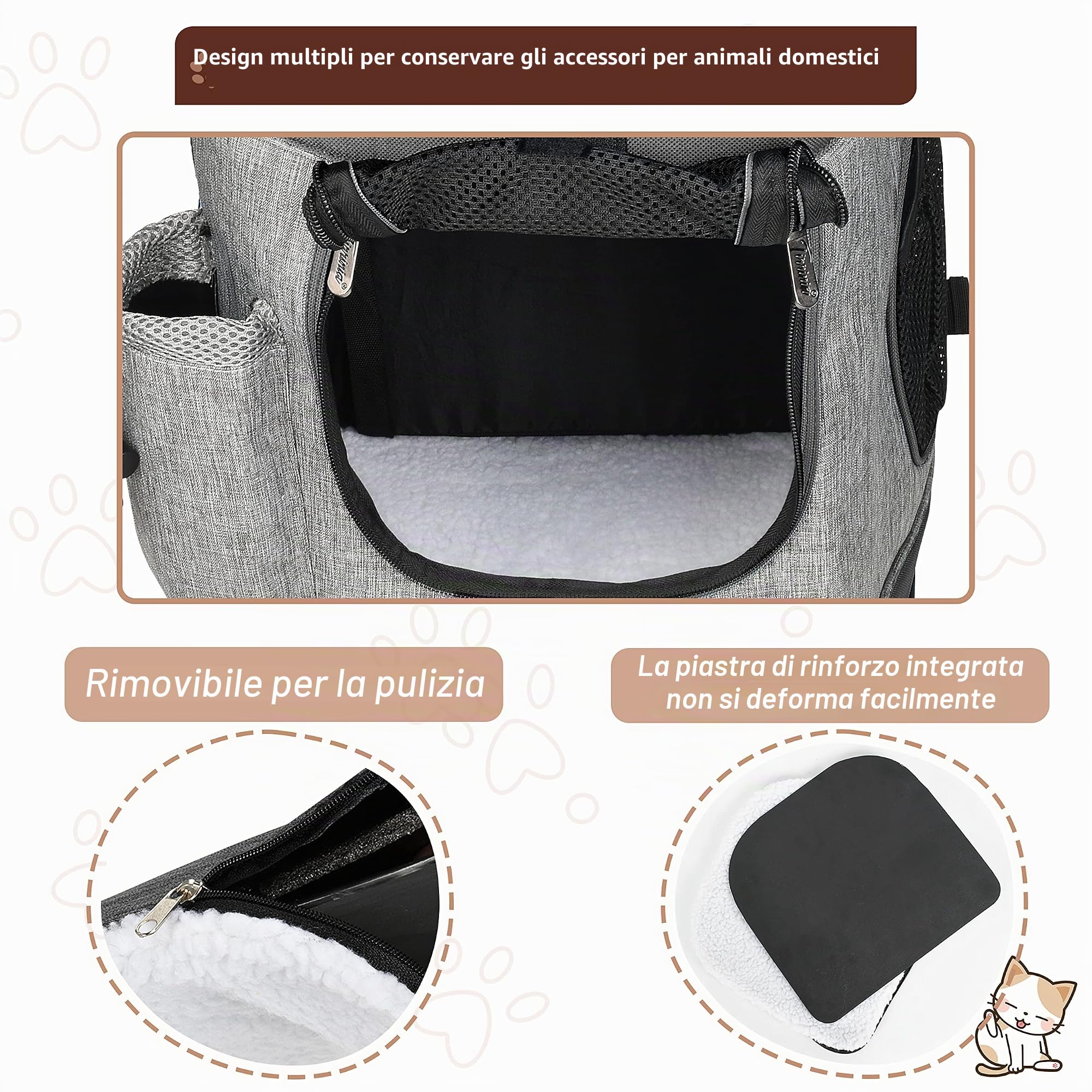 Zaino Grande Per Animali Da Compagnia Kriter Planet, Adatto Per Cani E Gatti, Schienale Imbottito Pieghevole, Zaino Per Animali Da Passeggio 1.5lbs